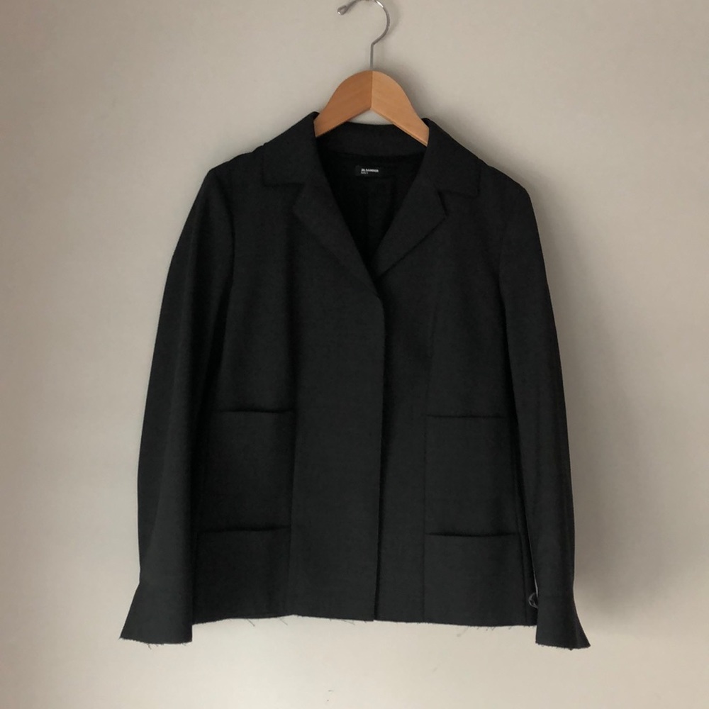 Jil Sander Navy charcoal cropped blazer, size 34
